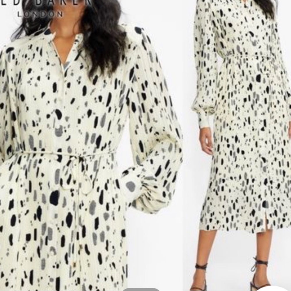 TED BAKER SUZZYY PLEATED MIDI DRESS SZ US OR 14/16 TED SZ 6
